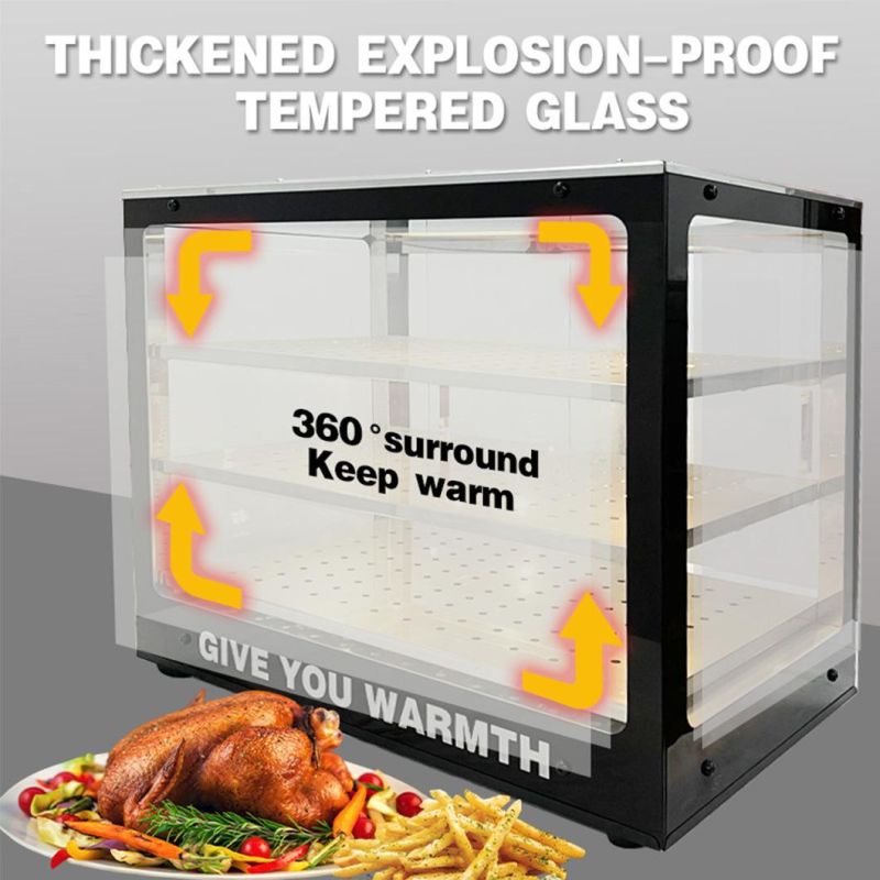 Commercial Electric Glass Food Warmer Display Showcase for Restaurant