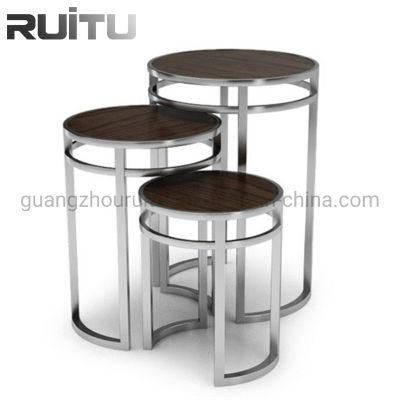 Restaurant Equipment Buffet Banquet Stainless Steel Customized Stand Solid Wood Round Top Hall Buffet Table Wedding Decoration Table