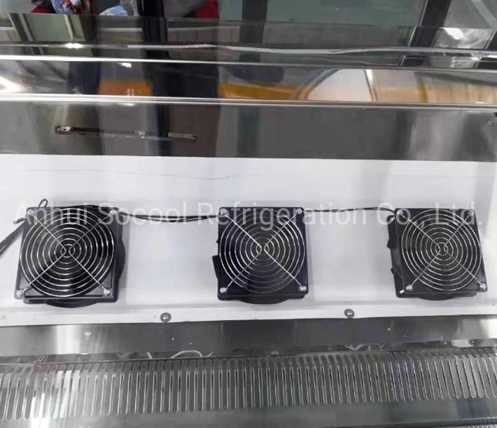 Ventilated Cooling Dessert Display Refrigerated Showcase with Stainless Steel Base