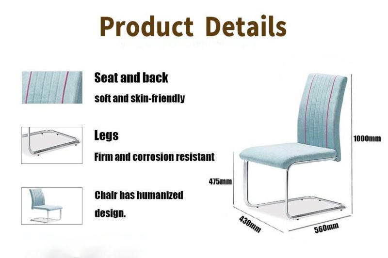 Modern Restaurant Home Living Room Furniture Sofa Chair Sets High Quality Chrome Steel Leg Fabric Leather Dining Chairs