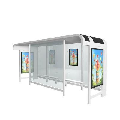 Outdoor Modern Stainless Steel Tempered Glass Bus Shelter-Estonian Style