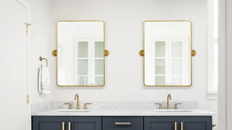 Wholesale Bathroom Mirror Black Metal Frame Bathroom Mirror Home Furniture Vanity Mirrors with Matte Finish Pivot Tilting Bathroom Vanty Mirror for Bathroom