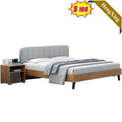 Minimalist Style Grey Color Customized Hotel Home Bedroom Furniture Wooden Bed with Night Stand