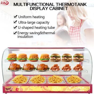 Fast Food Restaurant Equipment Electric Restaurant Food Warmer Glass Showcase