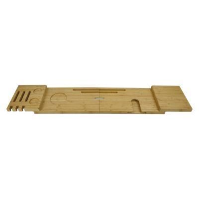 Wholesale Foldable Bamboo Bath Caddy Bathtub Caddy Tray with with Hanging Section and Wine Glass Holder