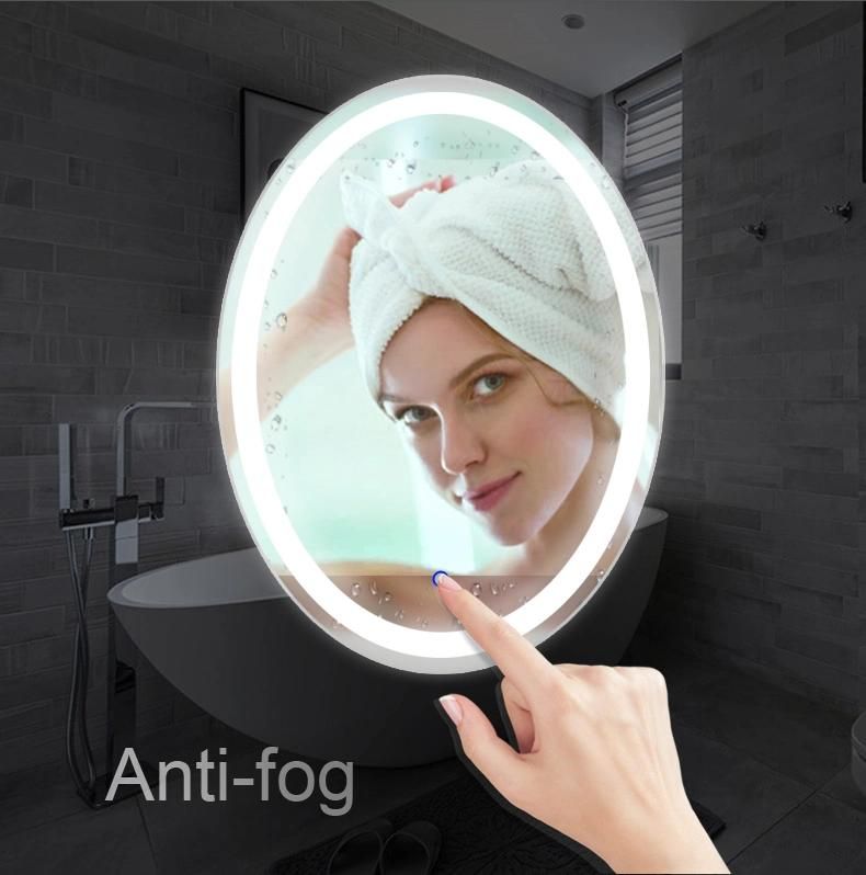 Bathroom Hotel Oval Illuminated LED Mirror with Dimmable Lights