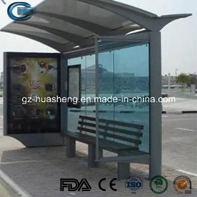 Huasheng Heated Bus Shelters China Steel Bus Shelter Factory Outdoor Smart Advertising Function Galvanized Steel Bus Stop Shelter