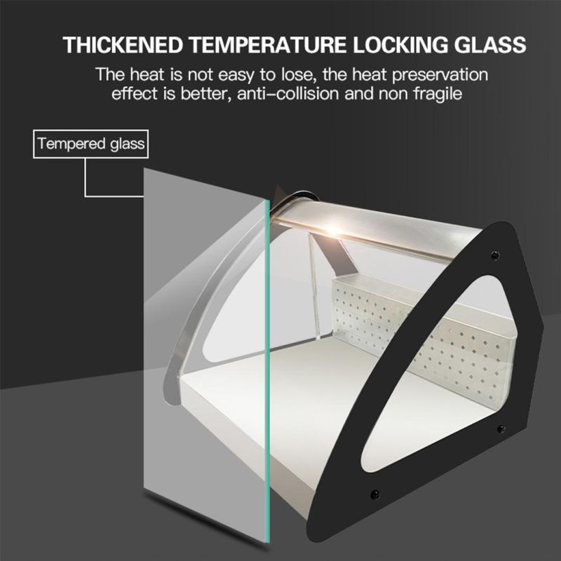 Lida 300L New Arrival Beautiful Design Curved Glass Food Warmer Display Showcase with Rear Door