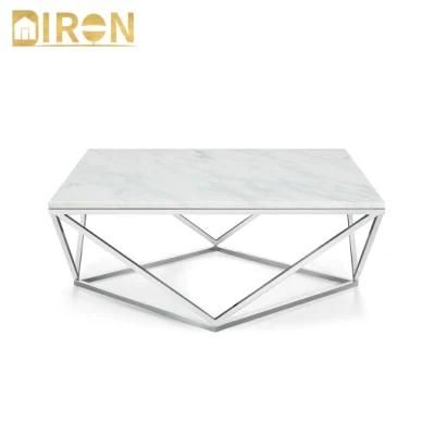 Home Hotel Living Room Stainless Steel Coffee Table Sets Furniture Marble Glass Tea Table