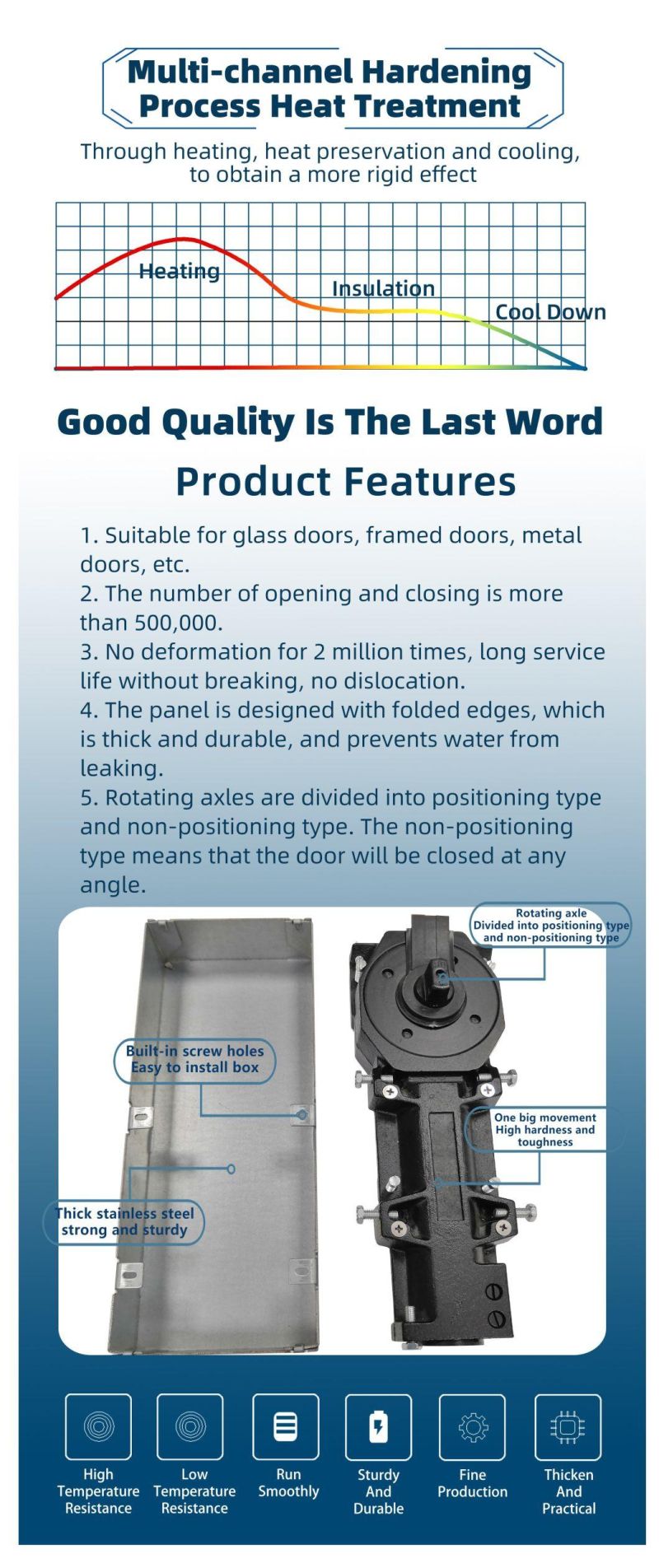 Manufacturer Hot Sale Hydraulic Glass Door Closer Floor Spring/Floor Hinge