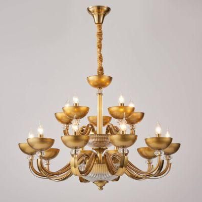 Luxury Double Layer Vintage Style Home Lighting Furniture Decorate Indoor Living Room Custom Brass Colour Crystal Chandelier Factory Supply