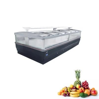 Split Glass Double Island Fresh Meat Low Temperature Preservation Refrigerated Display Cabinet