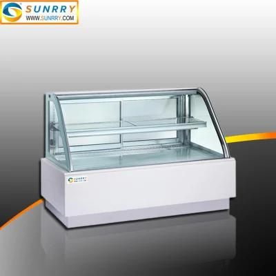 Commercial Refrigerator Supermarket Desk Cake Bread Curved Glass Displays Showcase