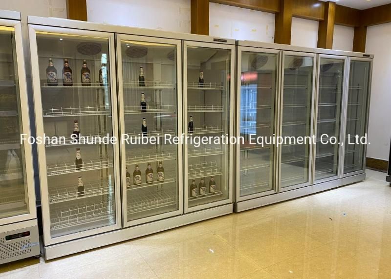 Supermarket Vertical Glass Door Multideck Refrigerated Chiller Showcase