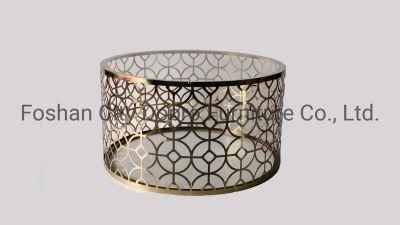 Modern Design Laser Cutting Coffee Table with Glass Top Ca06