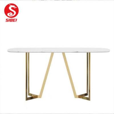 Wholesale Simple Design Metal Base Marble or Glass Top Contemporary Dining Table