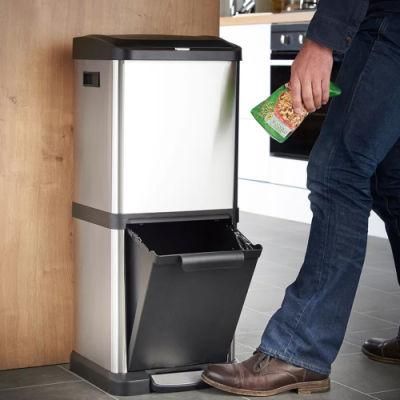 Stainless Steel Step on Recycling Foot Pedal Dust Bin Waste Bin Kitchen