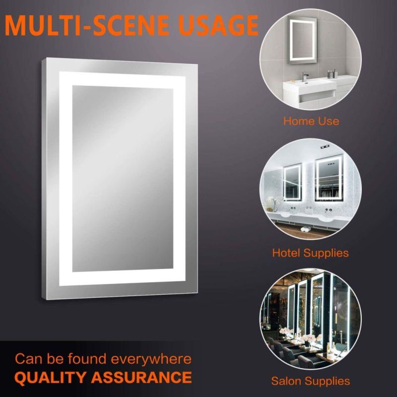 UL Approval LED Illuminated Mirror Wall Mounted Bathroom Mirror Vanity Lighted Mirror for Hotel with Hardwird and Anti-Fog