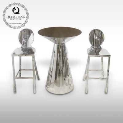 Rose Golden Metal Design Bar Table and Chair for Event