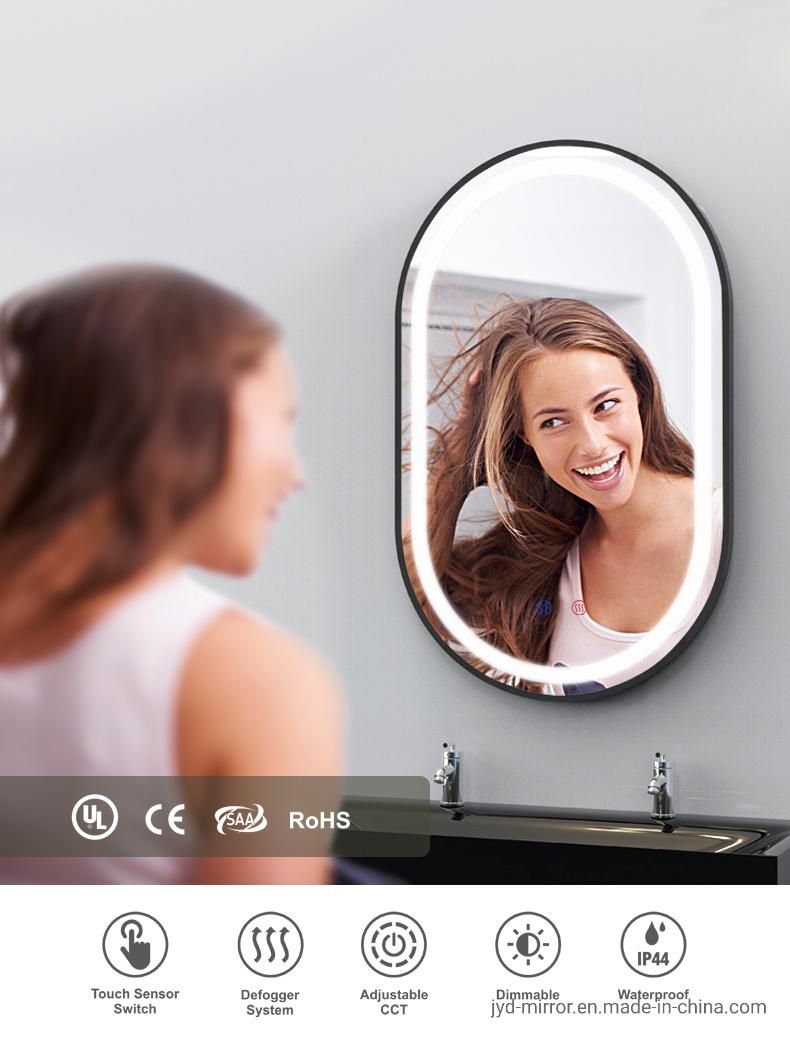 Wall Bathroom Fogless Mirror LED Round Oval Mirror for Hotel Home