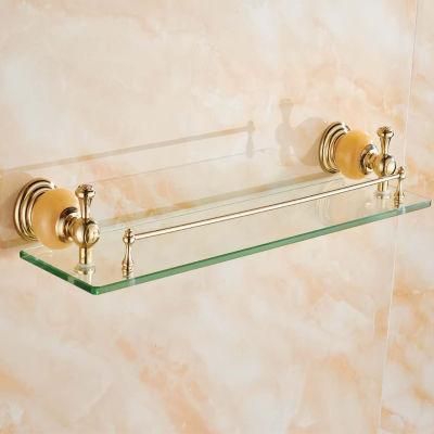 Metal Storage Shelf with Chrome Plated Bath Fittings of Glass Shelf