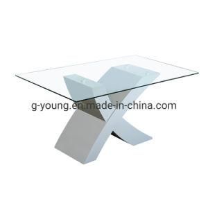 Modern Design MDF Dining Table with Tempered Glass