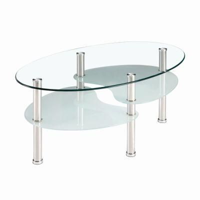 Tempered Glass Coffee Table with Stainless Steel Frame