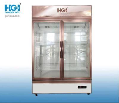 800L Large Capacity Supermarket Cold Storage Display Showcase Glass Pulling Door Cabinet Lsc800kg