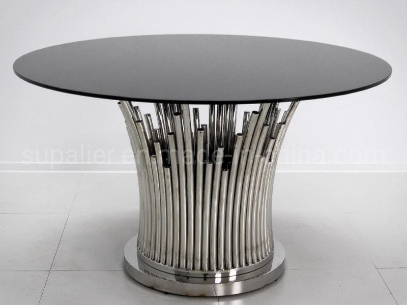 American Style Furniture Restaurant Black Tempered Glass Dining Tables