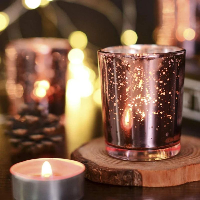 Wholesale 82ml 2.5oz Electroplated Wishing Pink Glass Candle Holder Mercury Glass Tea Candle Holder Suitable for Wedding Party Home Decoration