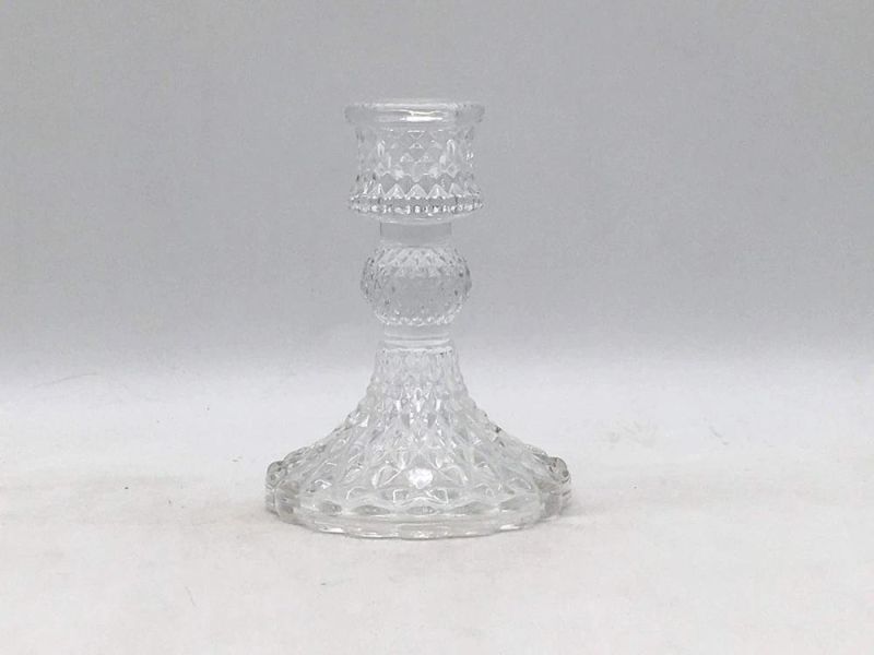 Thick Heavy Clear Glass Tealight Holder Candlestick