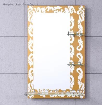 Double Layer Home Decorative Bathroom Make up Resin with Shelf Mirror