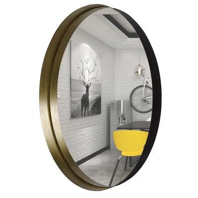 Contemporary Decorative Deep Frame Gold Black Edge Wall Bathroom Round Glass Mirror