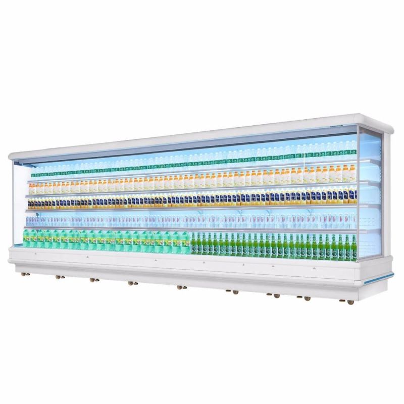 Supermarket Open Freezer Upright Refrigerating Cabinet Glass Door Cooler Multi Deck Frozen Drink Display Chiller