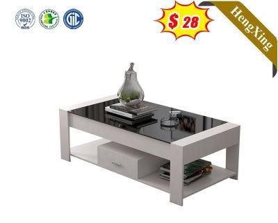 Contemporary Modern Square Tempered Glass Top White Coffee Table Sets