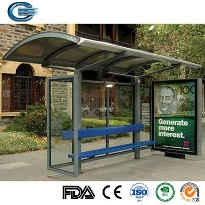 Huasheng Digital Bus Stop Advertising China Steel Bus Stop Shelter Suppliers Best Price Steel Structure Bus Shelter with Advertise Light Box