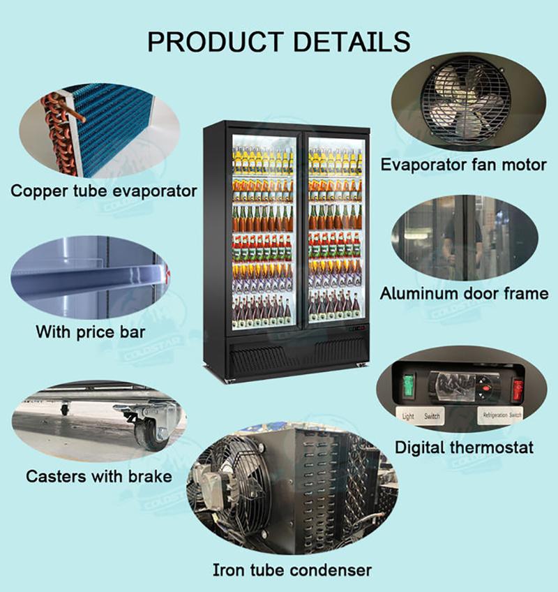 Commercial Showcase for Supermarket Glass Door Fridge Display Bottle Drink Refrigerator