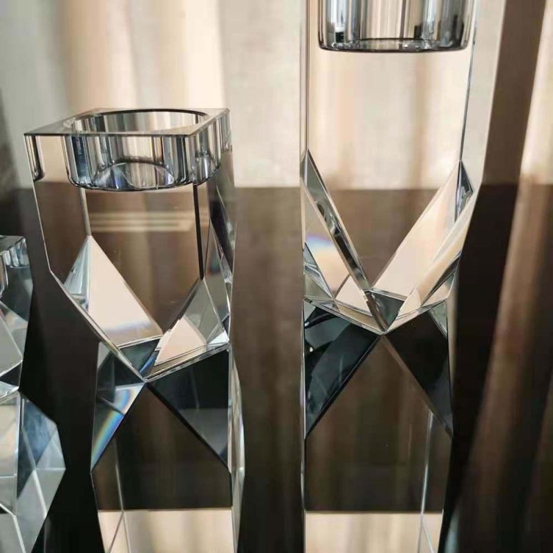 Cutom Photo 3D Engraved Crystal Glass Cube Tealight Christian Candle Holder