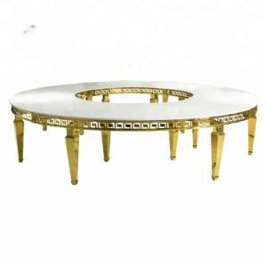 Gold Stainless Steel Frame Half Round S Shape Wedding Table Banquet Hotel Restaurant Dining Room Outdoor Wedding Event Party Rental Tables
