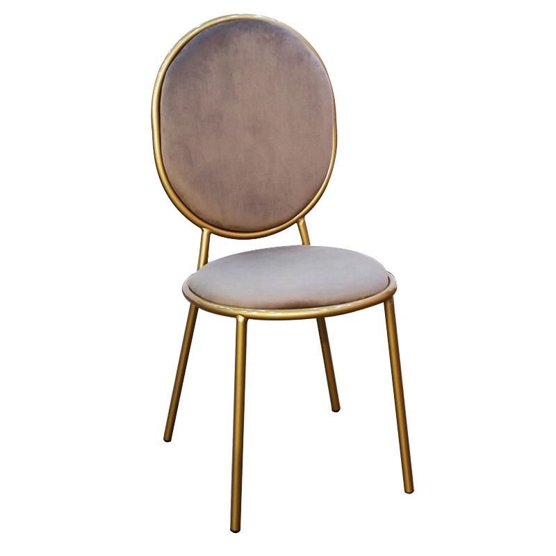 Hot European Style Vanity Sweet Shop Furniture Ellipse Back Makeup Stool Fabric Velvet Material Gold Legs Four Legs Chair