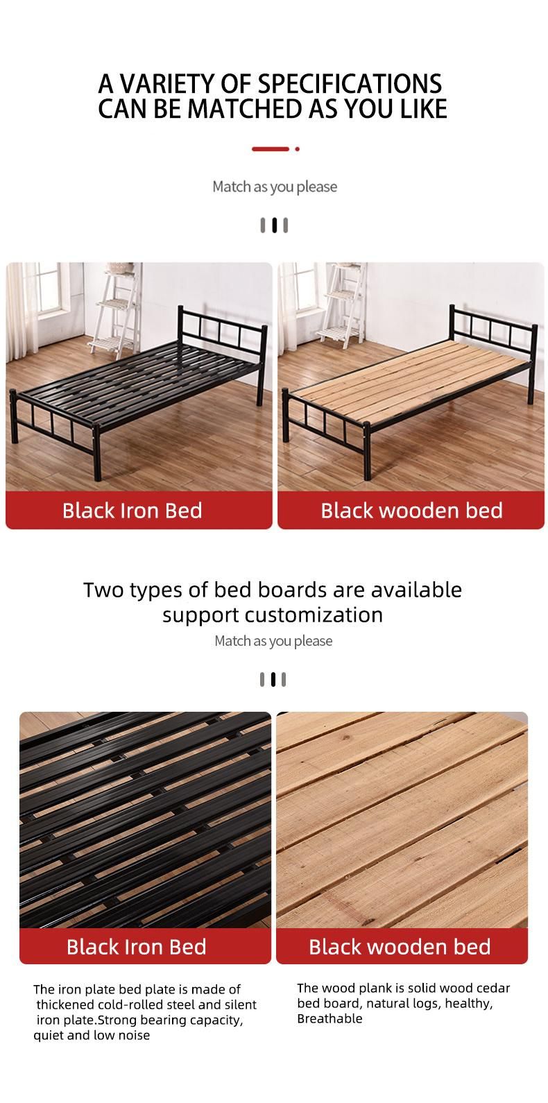 2022 Cheap Double Metal Frame Bed School Dorm Wooden Bunk Bed