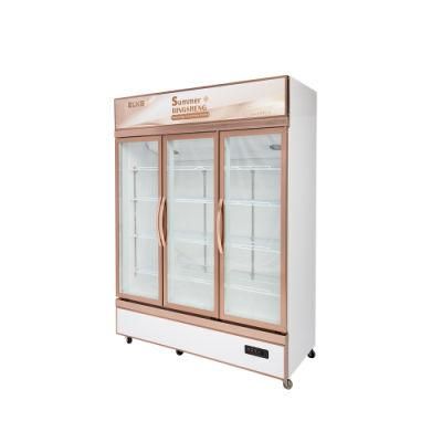 Three Open Glass Door Upright Display Cooler Showcase Lsc-1800