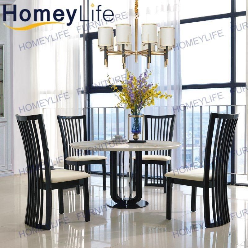 Best Price Modern White Marble Dining Table with Black Iron Legs