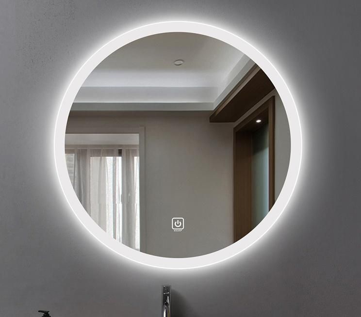 Modern Round Illuminated Lighted Decorative Bathroom LED Mirror with Touch Sensor Defogger