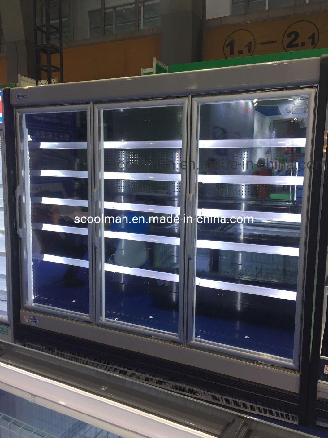 Hot Sale Glass 3 Door Beverage Display Refrigerating Showcase for Coke and Pesi