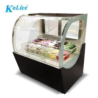 New Dipping Cabinet for Ice Cream Freezer Hard Ice Cream Display Commercial Cabinet Cake Cream Curved Glass Showcase
