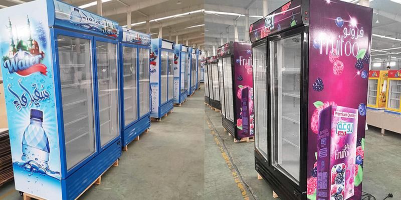 Sliding Double Glass Door Refrigerating Showcase with Dynamic Cooling System for Merchandiser in Black/White/Grey
