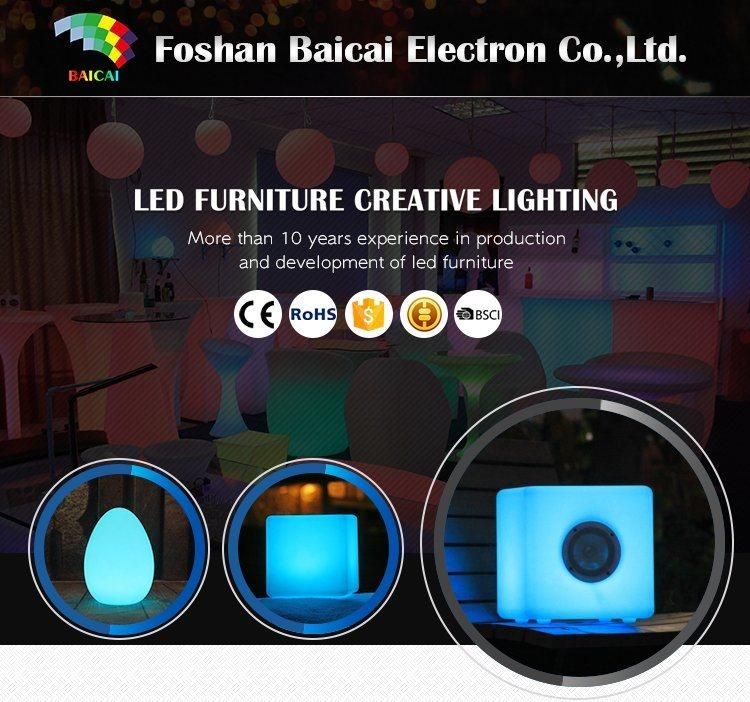 LED Cafe Furniture LED Glass Coffee Table for Outdoor