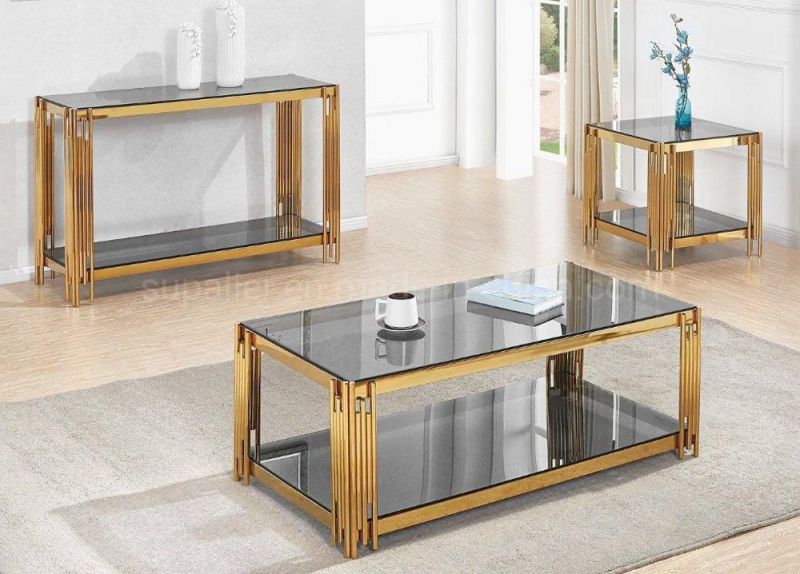 Popular Cheap Price Gold Mirror Glass Top Coffee Center Table
