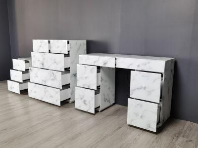Factory Price Modern Design Marble Glass Dresser and Nightstand Set